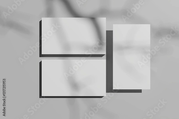 Fototapeta Blank business cards on light grey background. Mockup for design