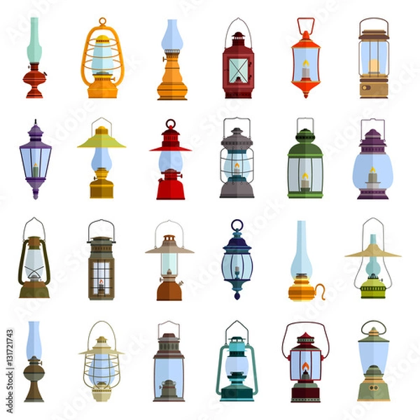 Fototapeta  icons set with lantern for your design