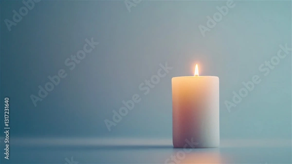 Fototapeta 柔らかな光を放つロウソクが白い背景に映える美しい構図。generative ai