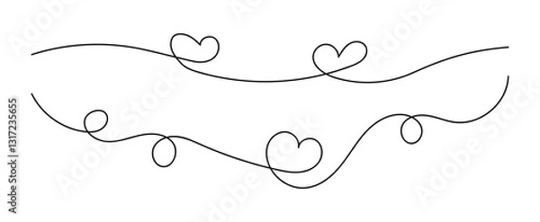 Fototapeta heart shape line, heart doodle art outline, scribble heart line hand drawn