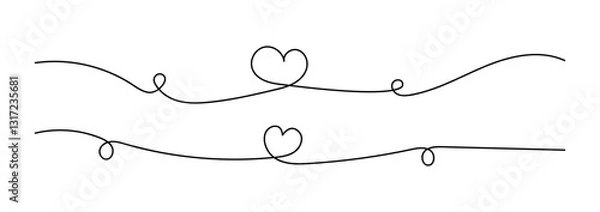 Fototapeta heart shape line, heart doodle art outline, scribble heart line hand drawn