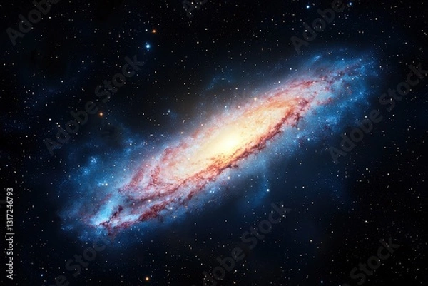 Fototapeta Abstract Ink Black Backdrop with Sparkling Tiny Stars and Cosmic Burst Elements