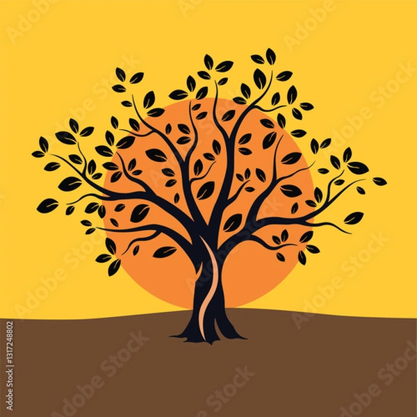 Obraz black tree sunset