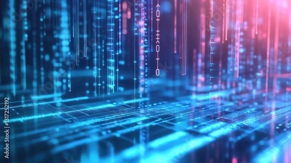 Fototapeta Abstract digital network with blue technology circuit board background