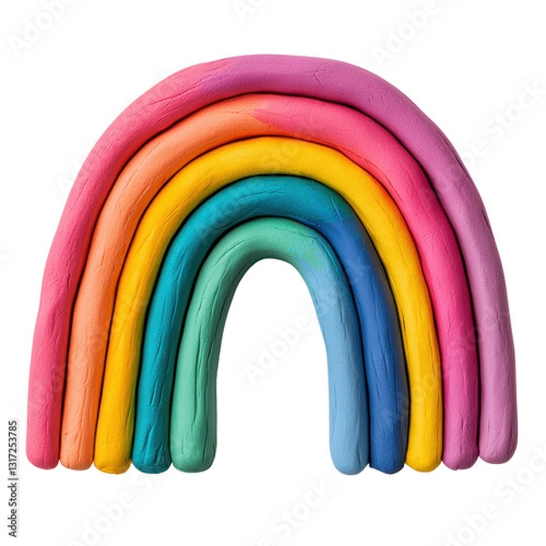 Fototapeta A colorful arrangement of modeling clay shaped like a rainbow. isolated on white background.