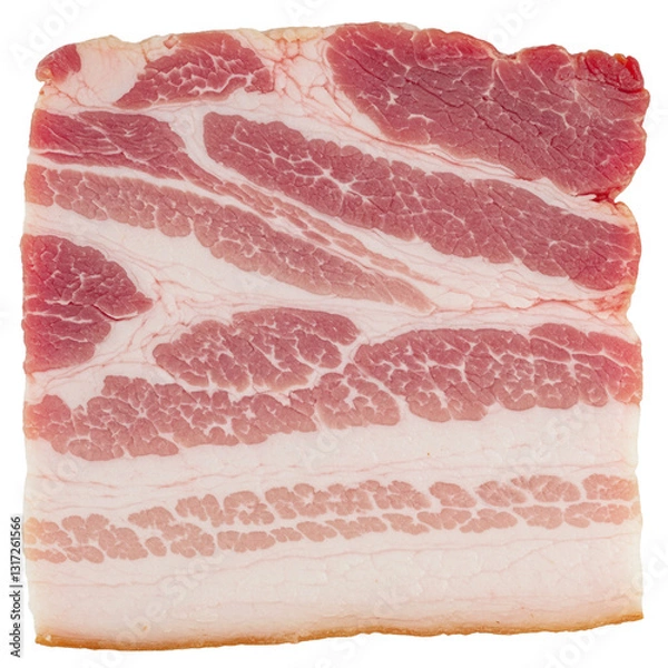 Obraz Slices of raw bacon ready for cooking and enhancing dishes.