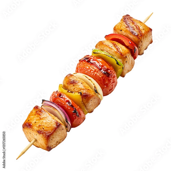 Obraz Barbecue skewers prepared for grilling a variety of tasty meats.