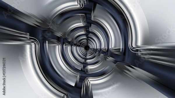 Fototapeta Abstract spiral design with metallic textures creating a sense of depth and motion