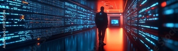 Fototapeta A futuristic AI research facility where a massive large language model constructs intricate machine learning models in real time.