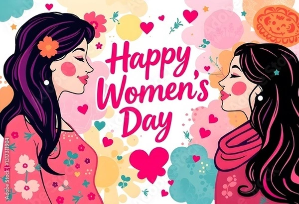 Fototapeta Happy Women’s Day – Elegant Floral Illustration Celebrating Women’s Strength & Beauty
