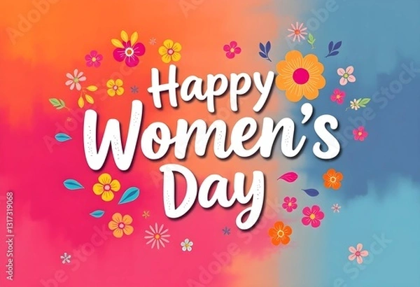 Fototapeta Happy Women’s Day – Elegant Floral Illustration Celebrating Women’s Strength & Beauty