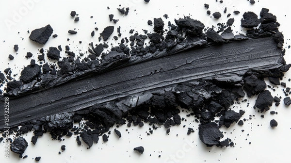 Obraz Abstract black crushed pigment texture on white background