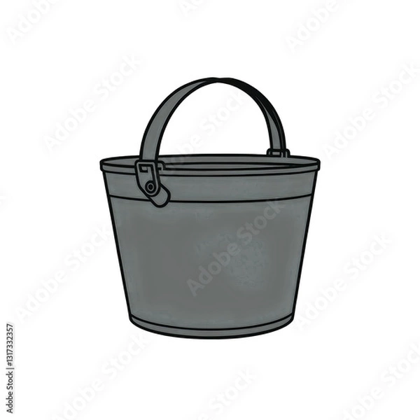 Fototapeta Illustration of a simple bucket with a handle, featuring a minimalist design and transparent background