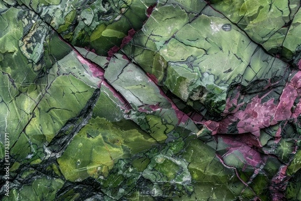 Fototapeta Photo of Zoisite green dark marble pattern with golden veins. Background texture for backdrops or mapping