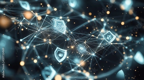 Fototapeta Abstract representation of insurtech showcasing symbolic shields interconnected layers digital insurance technologies