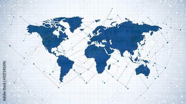 Obraz Rising graph on a grid symbolizes growth and expansion in business and financial sectors.
