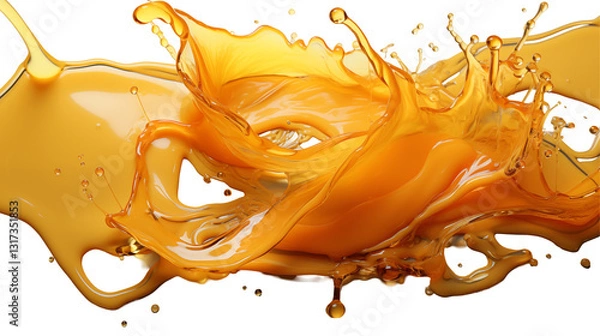 Fototapeta Orange Liquid Splash Dynamic Abstract Background, Vibrant Fluid Texture for Design, isolated on transparent background.