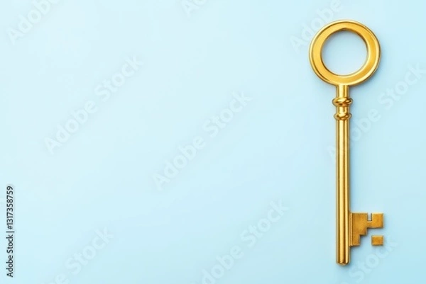 Fototapeta Golden Key Representing Unlocking Infinite Business Opportunities in a Minimalist Style