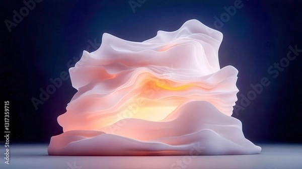 Fototapeta Soft glowing sculpture with layered, flowing design.