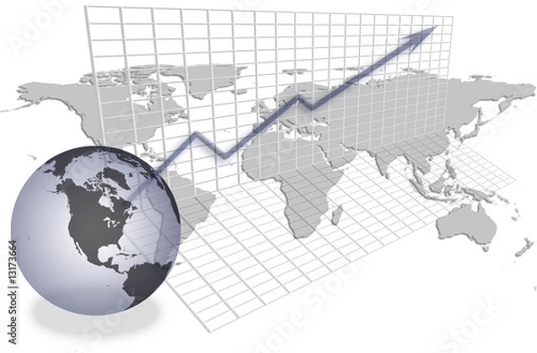 Obraz World globe and map grid