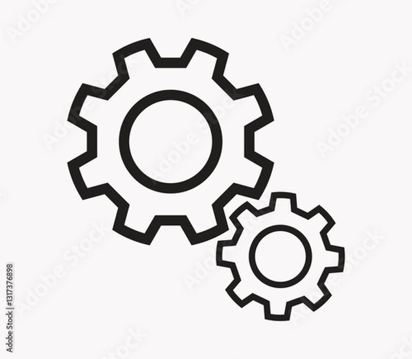 Obraz Black process icon vector line, Gear Process. Two gears wheel with flat design style vector illustration.