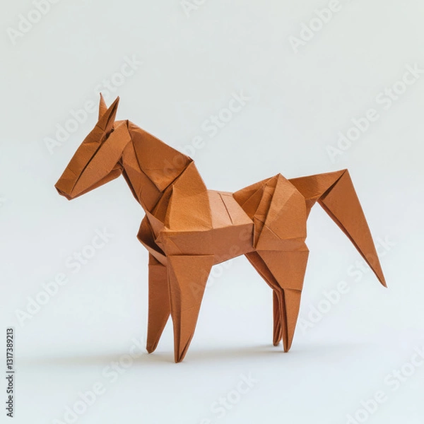 Fototapeta Origami Horse Easy Tutorial  Diagrams on white background