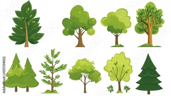 Obraz Cartoon tree collection - nature design for eco-friendly projects