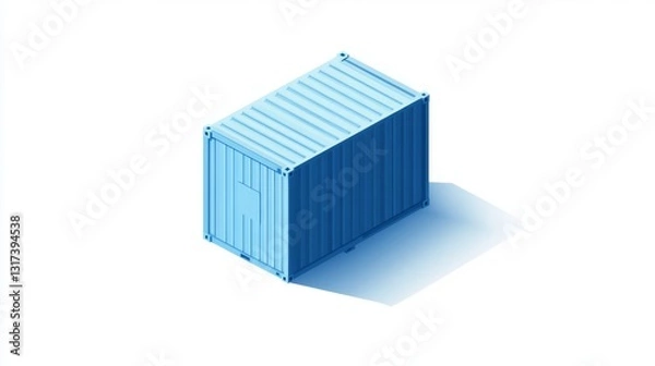 Fototapeta Blue shipping container isolated on white background for industrial or transportation design projects