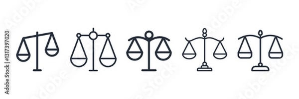 Obraz Balance Law scale icon symbol vector sign isolated on white background illustration for graphic and web design