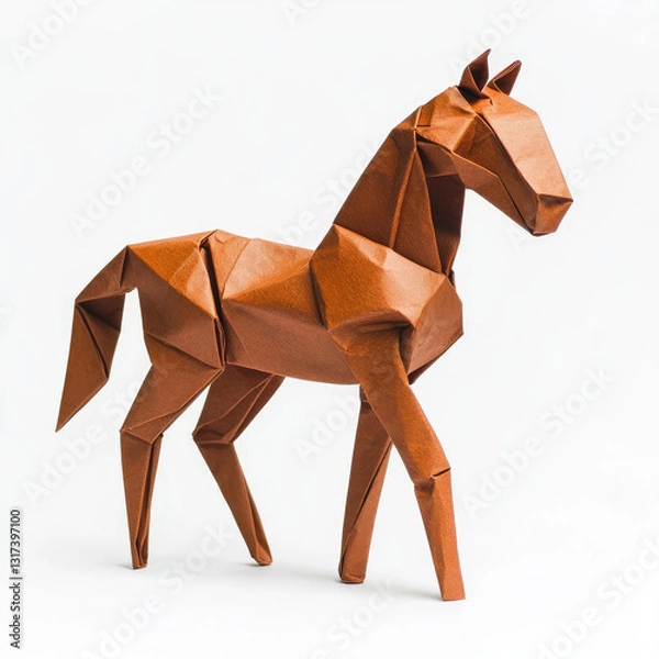 Fototapeta Origami Horse Easy Tutorial  Diagrams on white background