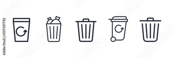 Obraz delete, trash bin, garbage icon symbol vector sign isolated on white background illustration for graphic and web design