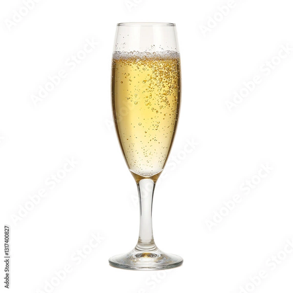 Fototapeta A dazzling glass of golden sparkling wine with effervescent bubbles symbolizing celebration sophistication and vibrancy