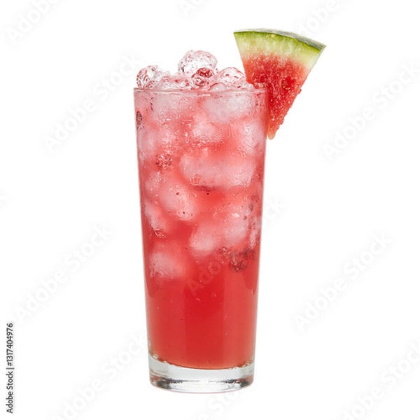 Fototapeta Refreshingly vibrant watermelon juice in a tall glass garnished with a slice of fruit perfect for a hot summer day