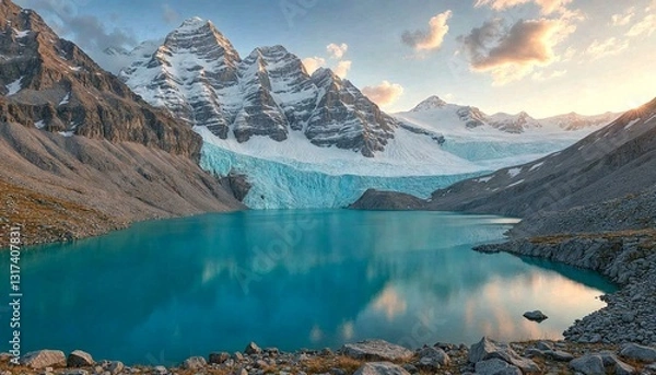 Fototapeta Majestic Glacier with Turquoise Waters and Snow-Capped Peaks