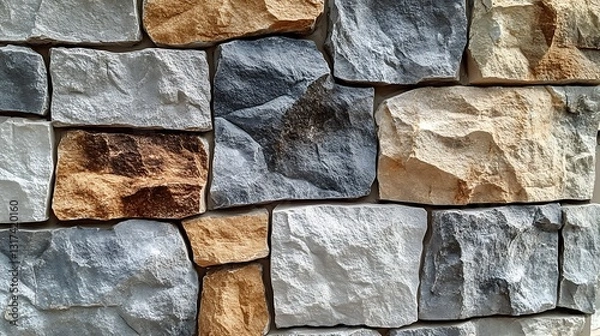 Obraz Colorful stone wall texture closeup