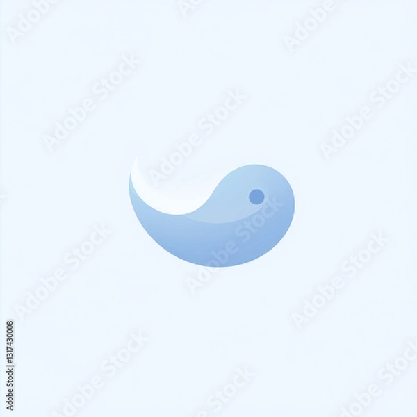 Obraz "A minimalist water droplet logo, smooth and glossy design, soft blue gradients, clean and refreshing branding, modern and eco-friendly aesthetic