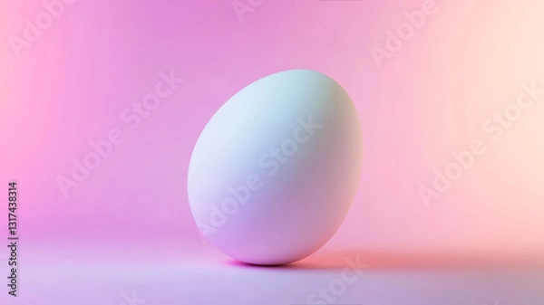 Fototapeta Pastel gradient Easter egg on pink and blue background