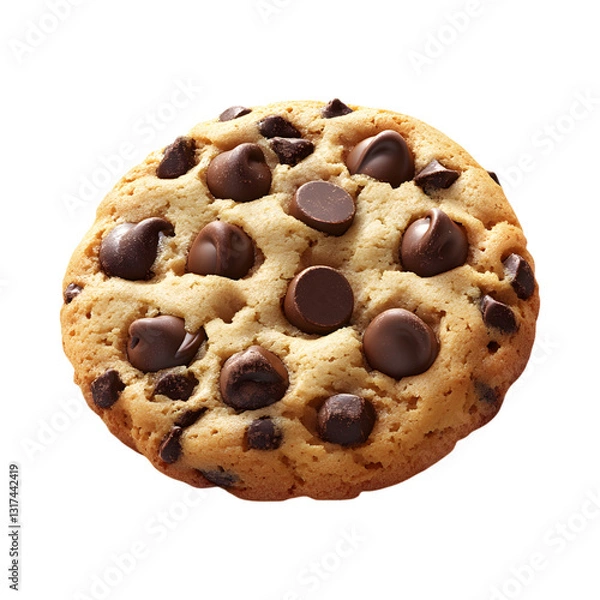 Fototapeta Fluffy 3D Cartoon Chocolate Chip Cookie with Glowing Isolated on Transparent Background
