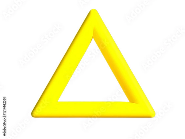 Fototapeta PNG of Bright yellow 3D triangle shape with a smooth, glossy finish.
