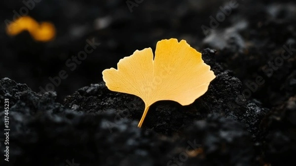Fototapeta Ginkgo Leaf on Volcanic Soil