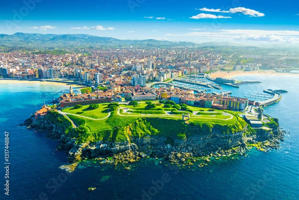 Obraz Beautiful view of the city of Gijon in Asturias, Spain