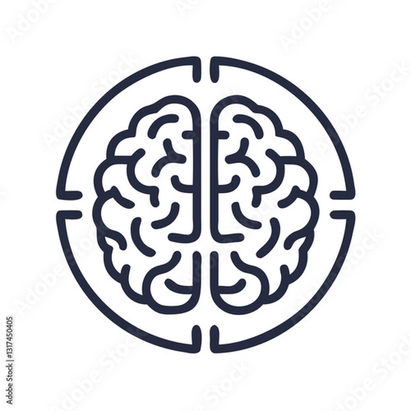 Obraz Minimalist brain icon in a circular outline