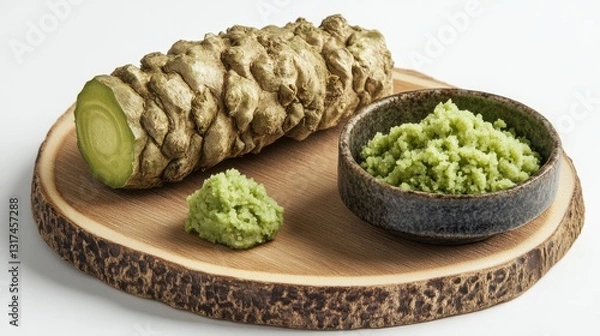 Obraz Close-up of home wasabi prep wasabi root white background