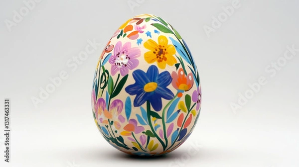 Fototapeta Easter egg painted with spring pattern vector illustration.