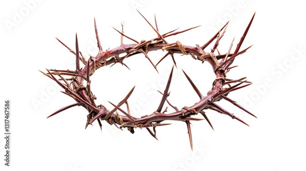 Fototapeta Crown of thorns mockup for Easter design isolated on transparent background