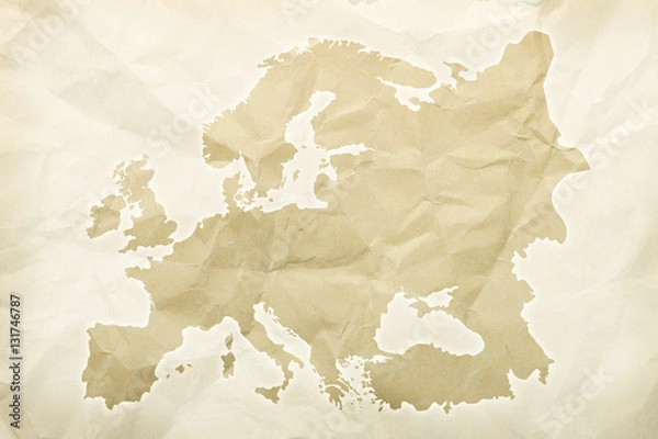 Obraz Mapa Europy na starym papierze w stylu vintage. Postarzane tło z mapą