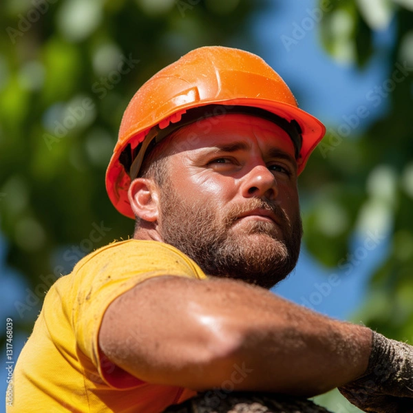 Obraz Construction Worker Resting in Sunlight
