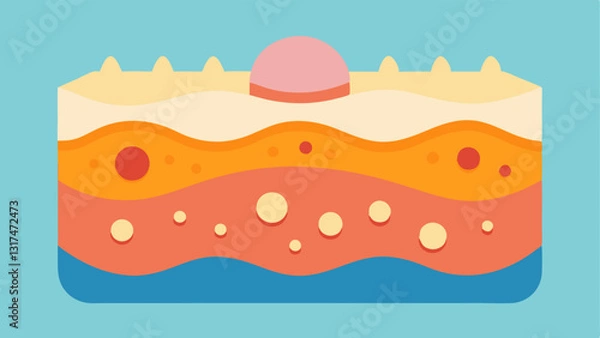 Fototapeta Skin Layers A crosssection of skin layers with Vitamin C and exosomes reaching the deeper layers highlighting their tration.