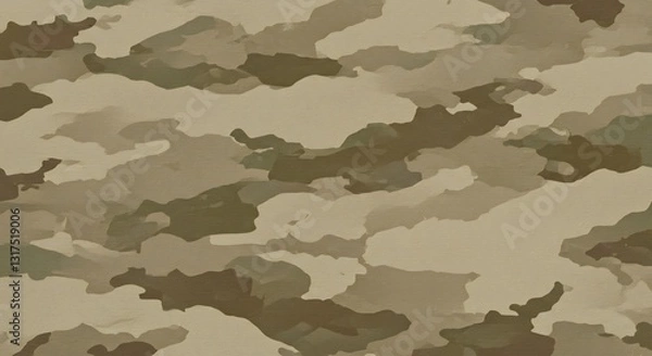 Fototapeta Desert Camo Pattern Seamless Texture. AI Generated
