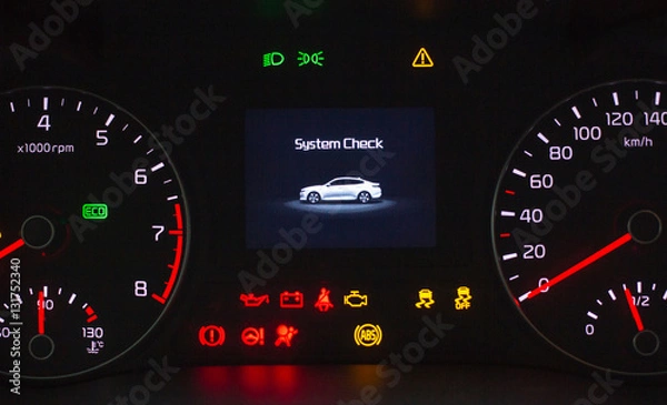 Obraz Speedometer and tachometer with additional instruments on car da